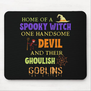 Family Halloween Quote With Witch Devil Spider Web Mouse Pad