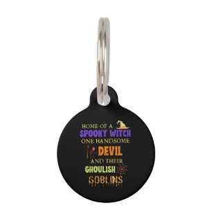 Family Halloween Quote With Witch Devil Spider Web Pet Tag
