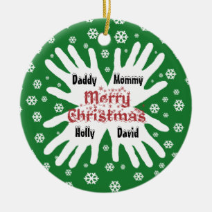 Family Hand Print Snowflake Christmas Ornament