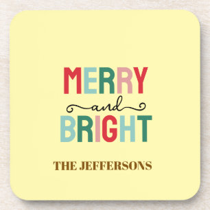 Family Happy New Year Merry Christmas Coaster