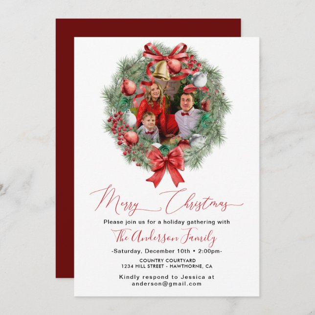 Family happy  your Photos frame Christmas Party In Invitation (Front/Back)