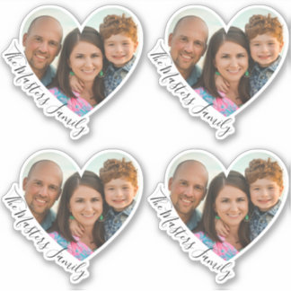 Family Heart Photo Elegant Sweet Script