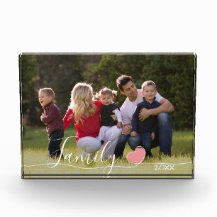 Family Heart Script Overlay   Horizontal Photo Block