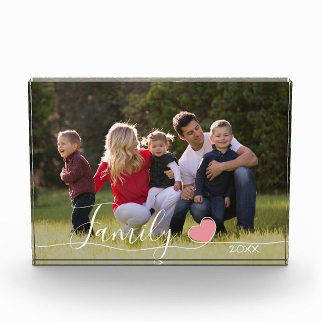 Family Heart Script Overlay | Horizontal Photo Block (Front)