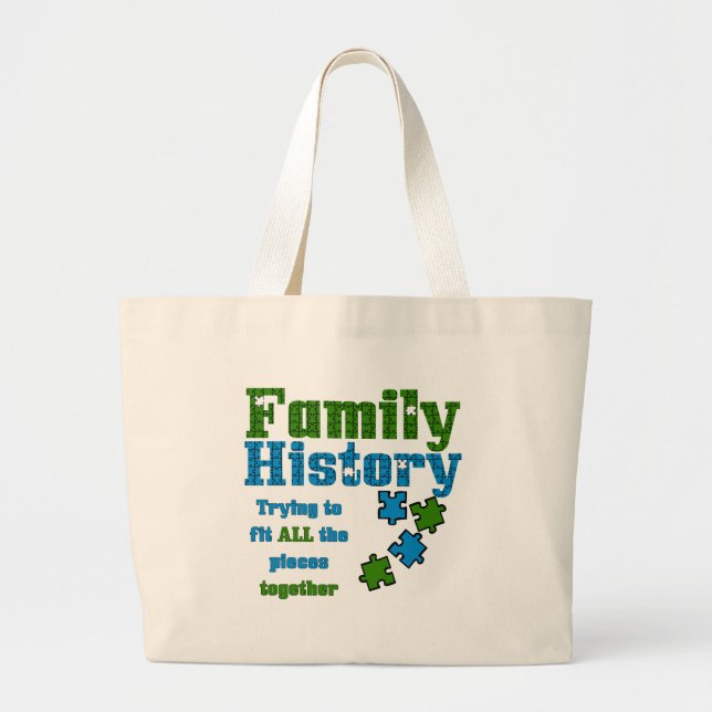 Family History Puzzle Large Tote Bag (Front)