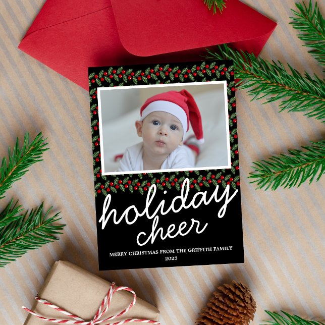 Family Holiday Cheery Christmas Photo Card (Creator Uploaded)
