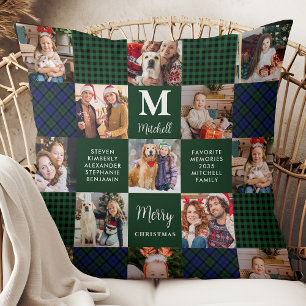 Family Holiday Custom Patchwork Plaid 15 Photos Cushion