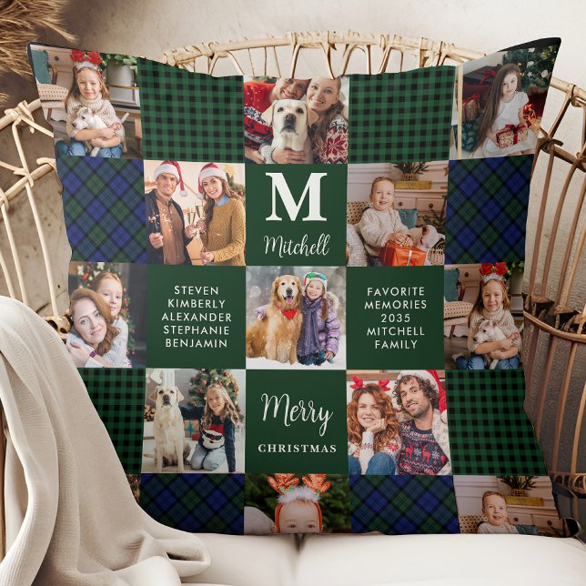 Family Holiday Custom Patchwork Plaid 15 Photos Cushion (Creator Uploaded)