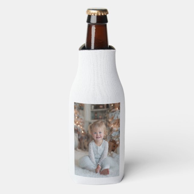 Family Holiday Photo Bottle Cooler (Bottle Front)