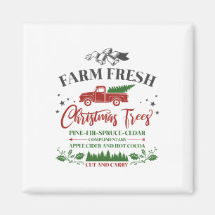 Family Holiday Vintage Farm Fresh Christmas Trees  Magnet