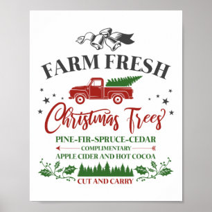 Family Holiday Vintage Farm Fresh Christmas Trees Poster