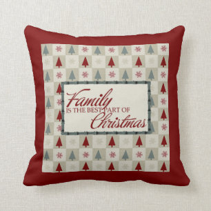 Family Home Decor with Retro Trees and Typography Cushion