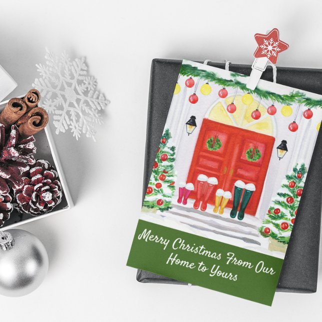 Family Home Decorated Door Holiday Card (Creator Uploaded)