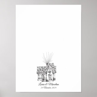 Family Home Fingerprint Wedding Guest Book