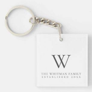 Family Home Monogram Charcoal White Key Ring