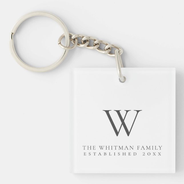 Family Home Monogram Charcoal White Key Ring (Front)
