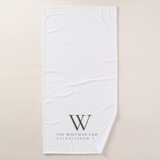Family Home Monogram White Charcoal Bath Towel (Bath Towel)