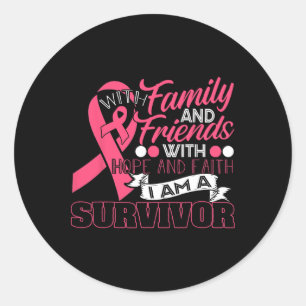 Family Hope Faith I Am A Survivor Breast Cancer Mo Classic Round Sticker