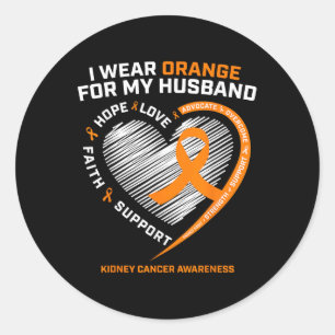 Family Husband Kidney Cancer Awareness Gifts Men W Classic Round Sticker