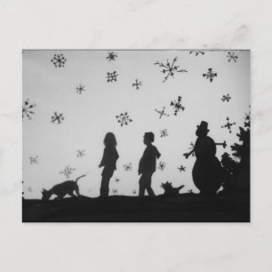 "Family In The Snow" Holiday/Christmas Postcard