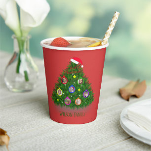 Family in Warm Christmas Tree Paper Cups