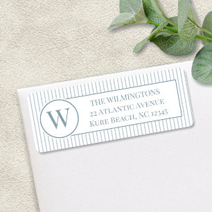 Family Initial Ocean Green Stripes Return Address Label