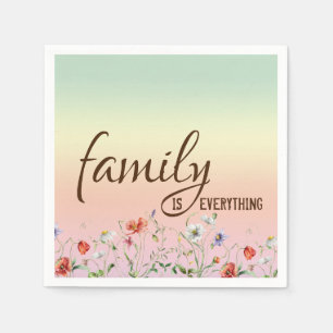 Family Inspirational Quote with Wildflowers Napkin