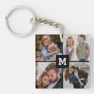 Family Instagram Photo collage 4 photos  MONOGRAM Key Ring