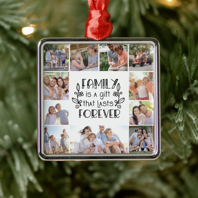 Family is a Gift 10 Photo Collage  Metal Ornament (Tree)