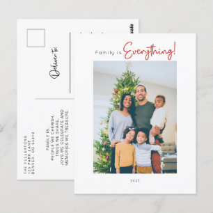 Family is Everything 1 Photo Holiday Christmas Postcard