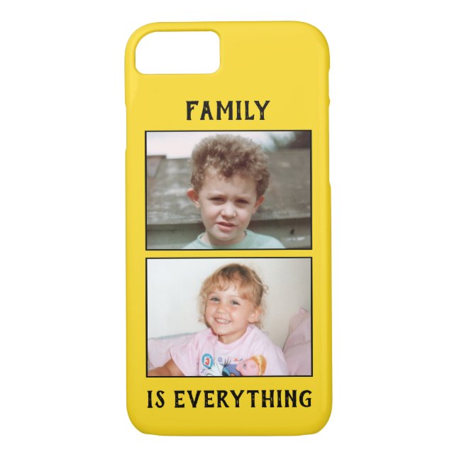 Family is everything 2 photos of your kids yellow Case-Mate iPhone case (Back)
