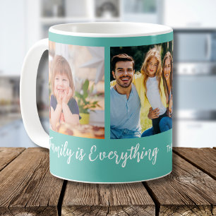 Family Is Everything 3 Photo Collage Family Name   Coffee Mug