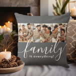 Family is Everything 3 Photo Collage Grey Cushion<br><div class="desc">Accent your home with this attractive pillow featuring 3 special family photos. Modern handwritten script spells out "family is everything!" Share memories of cherished family time spent together and show what is important to you. Whether your own household family members or extended family, brothers, cousins, grandparents, aunts, uncles and more,...</div>