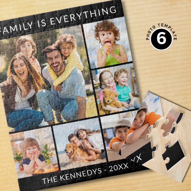  Family Is Everything Custom Name 6 Photo Collage Jigsaw Puzzle (Creator Uploaded)