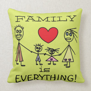 FAMILY is EVERYTHING Cute Stick Figure Family Cushion