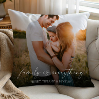 Family Is Everything Modern Elegant Photo Picture Cushion