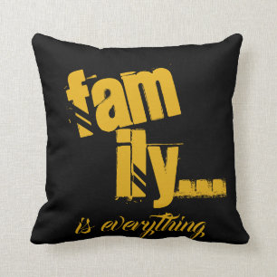 Family Is Everything Mustard/Black Grunge Style - Cushion