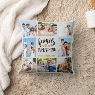 "Family is Everything" Personalised Photo Collage Cushion