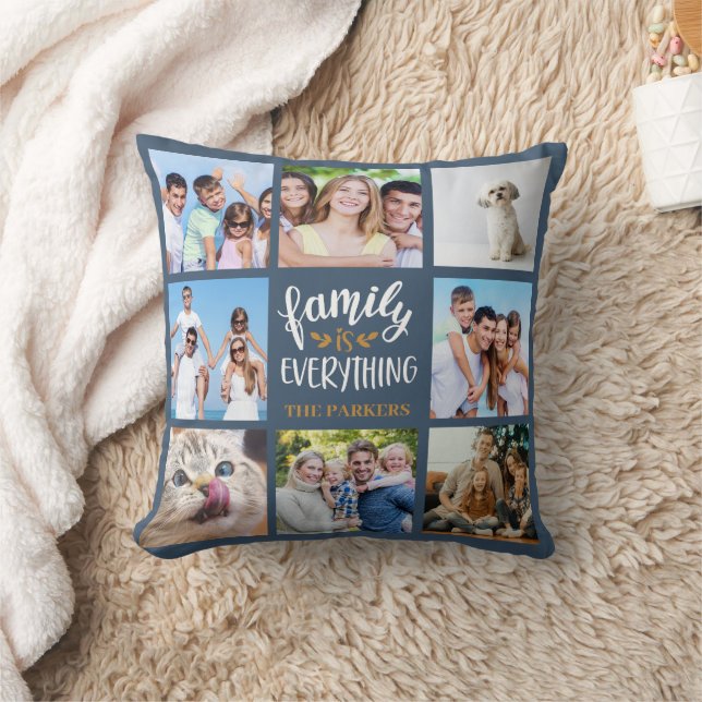 "Family is Everything" Personalised Photo Collage Cushion (Blanket)