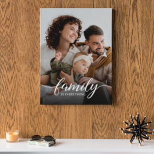 Family is everything script custom photo canvas print