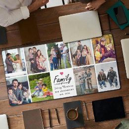 Family is Everything Script Custom Photo Collage  Desk Mat
