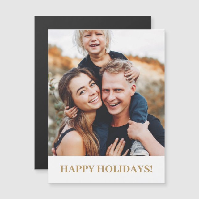 Family Joy Photo Christmas Holiday Magnetic Card (Front/Back)