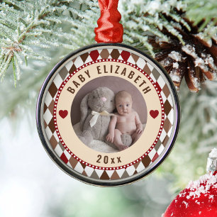 Family Keepsake Baby First Christmas Photo Metal Ornament