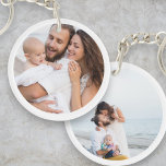 Family Keepsake Custom Two Photo Double Sided Key Ring<br><div class="desc">Celebrate the moments that matter most with this Family Keepsake Custom Two Photo Double-Sided Keychain. Upload two cherished family photos — one for each side — and personalise it with names, a date, or a short message to create a meaningful everyday accessory. Whether it's a snapshot of your children, parents,...</div>