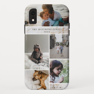 Family Keepsake Marble Custom 5 Photo Collage Case-Mate iPhone Case