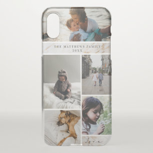 Family Keepsake Marble Custom 5 Photo Collage iPhone XS Case