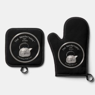 Family Kitchen Oven Mitt & Pot Holder Set