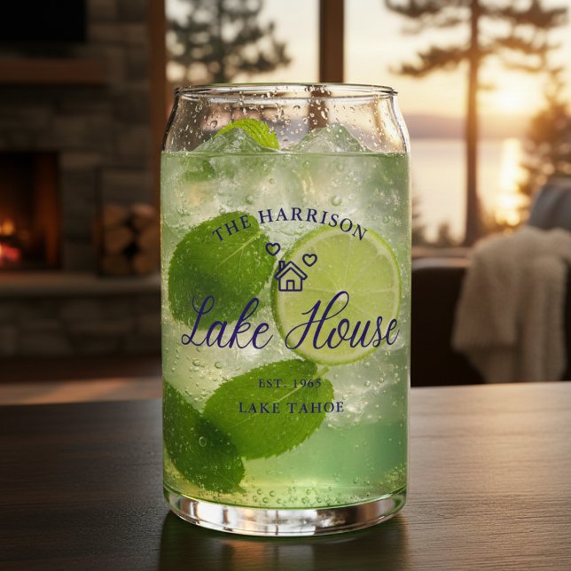 Family Lake House Coastal Custom Decor Can Glass (Creator Uploaded)