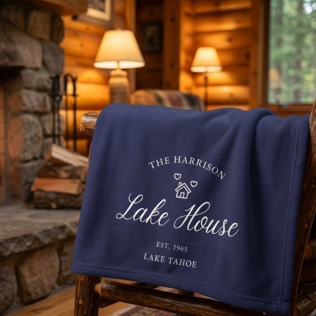 Family Lake House Coastal Custom Decor Fleece Blanket (Creator Uploaded)