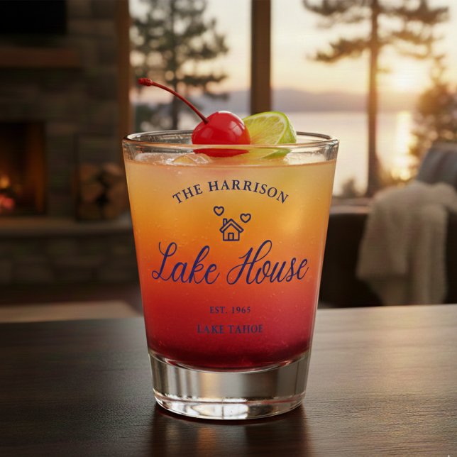 Family Lake House Coastal Custom Decor Shot Glass (Creator Uploaded)